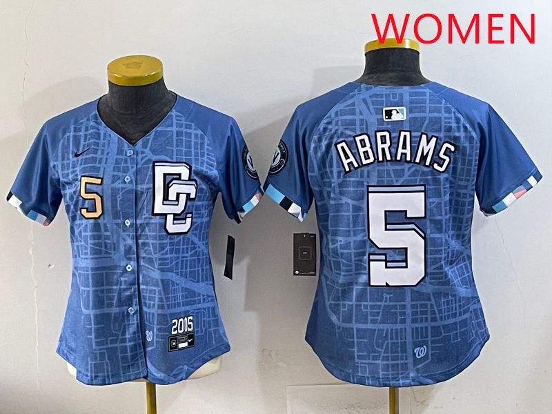 Women Washington Nationals #5 Abrams Joint Name 2025 Nike MLB Jersey style 8